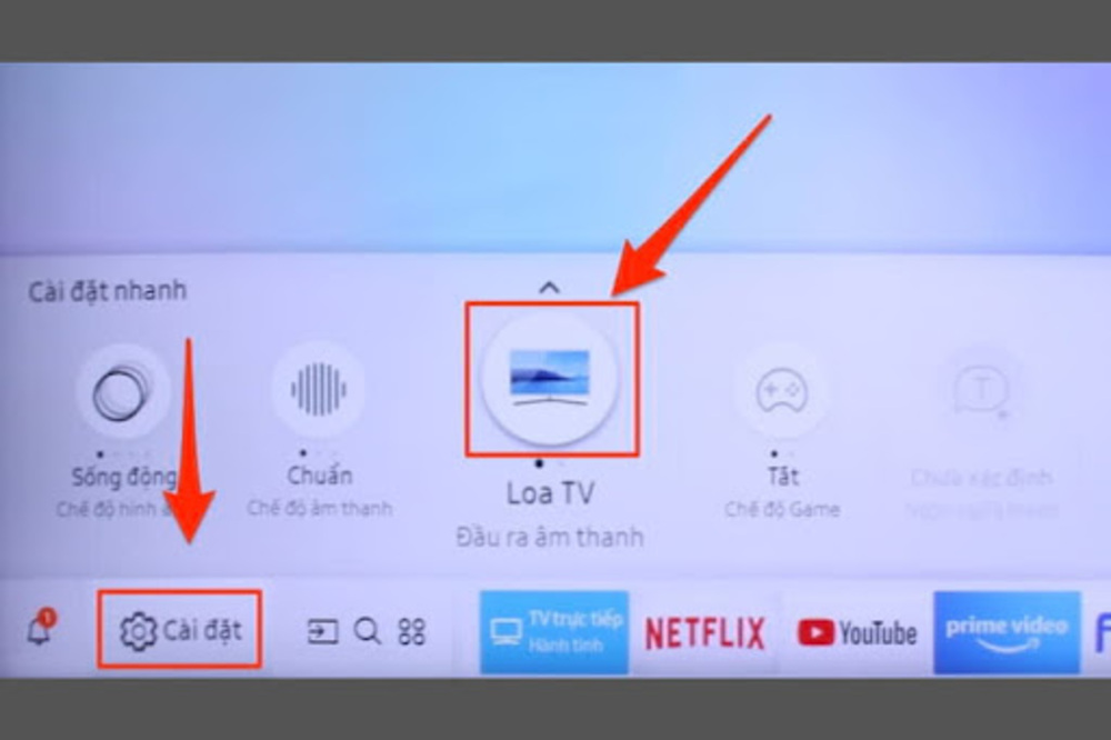 Hãy truy cập vào phần Cài đặt, chọn mục Loa TV 