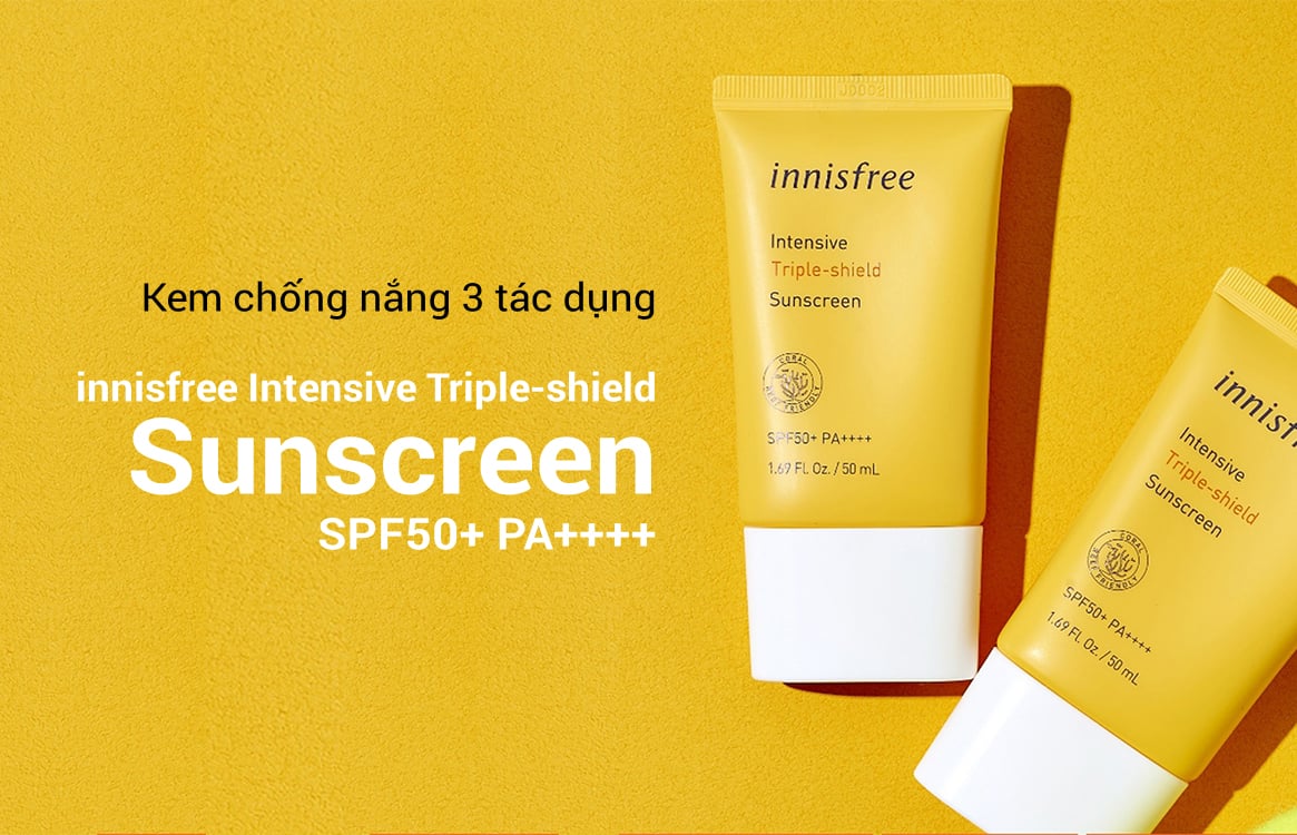 Innisfree Triple Care SPF 50+ PA+++ có khả năng dưỡng ẩm và dưỡng trắng da hiệu quả 