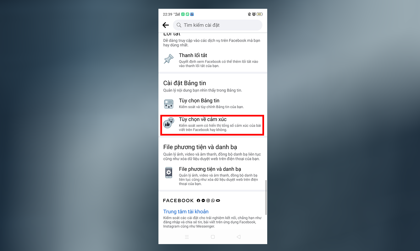 Chọn mục “Tùy chọn về mặt cảm xúc”