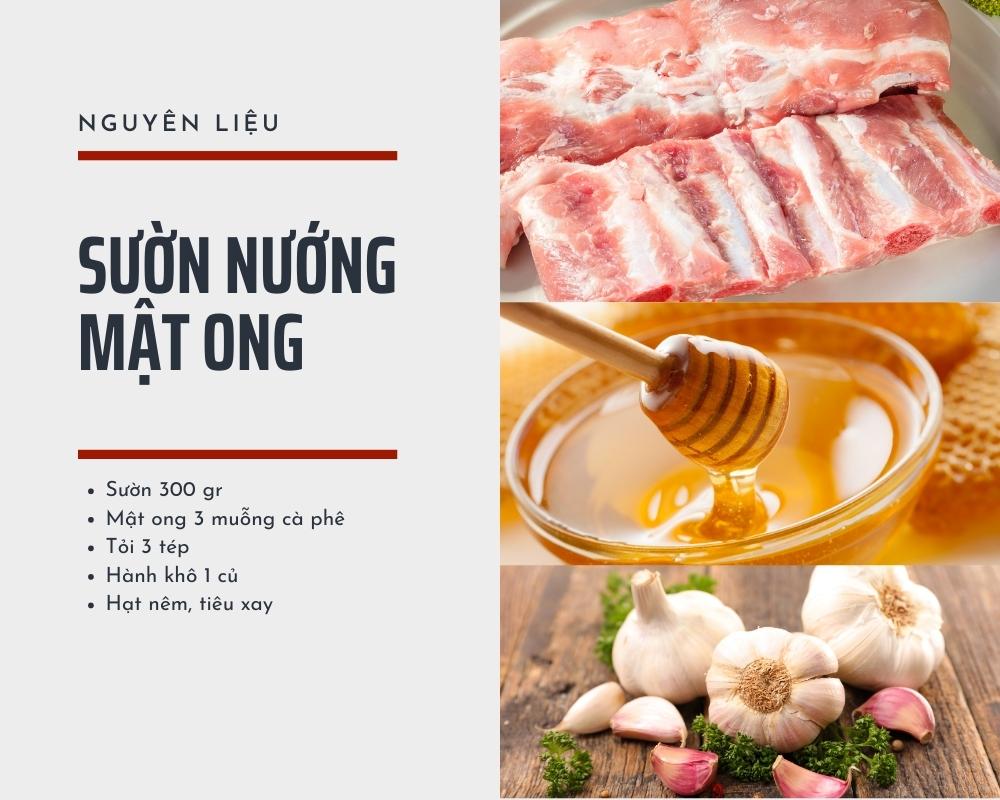 Nguyên liệu làm món sườn nướng mật ong mềm ngon đậm vị