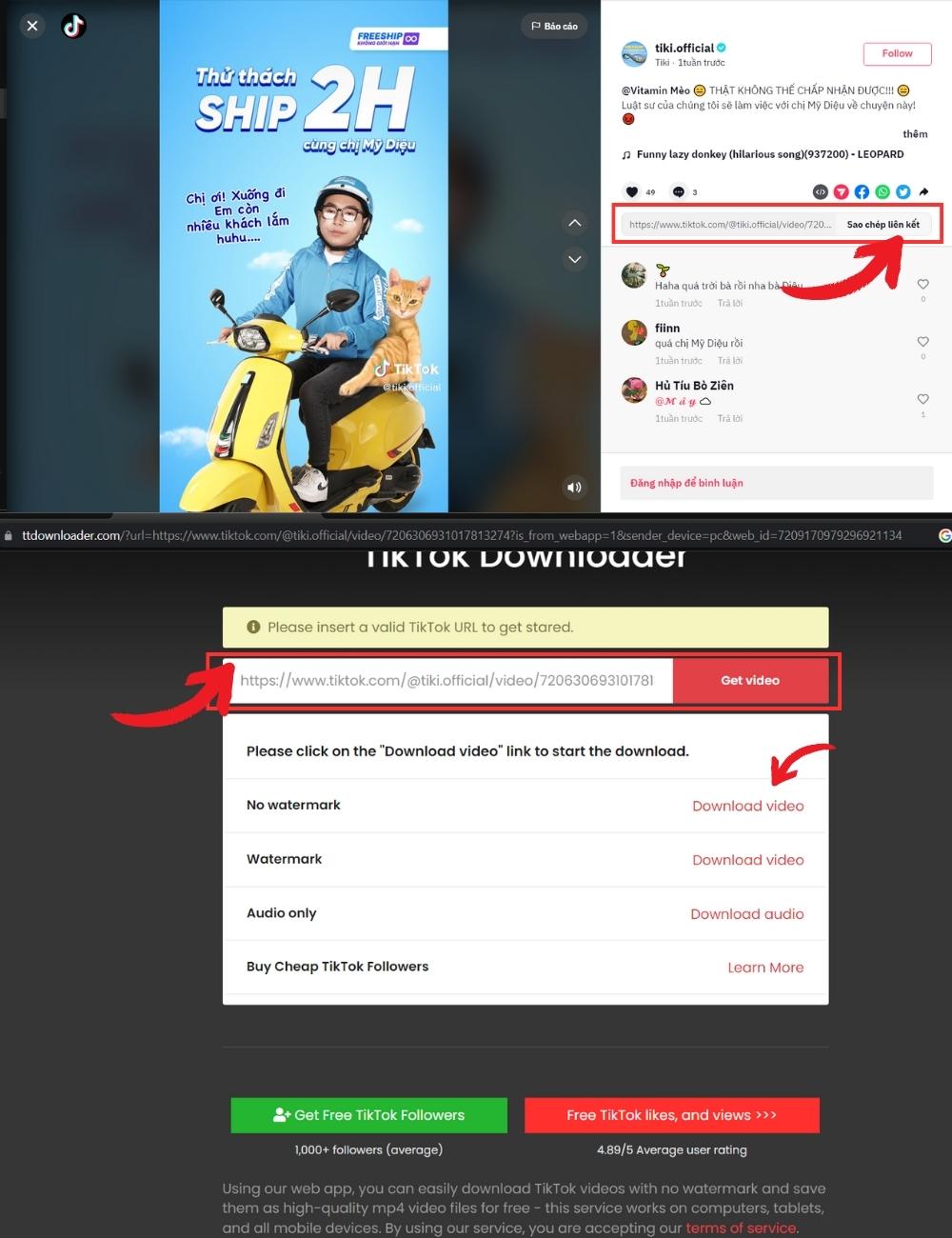 Các bước chuyển TikTok sang MP4 bằng ttdownloader.com