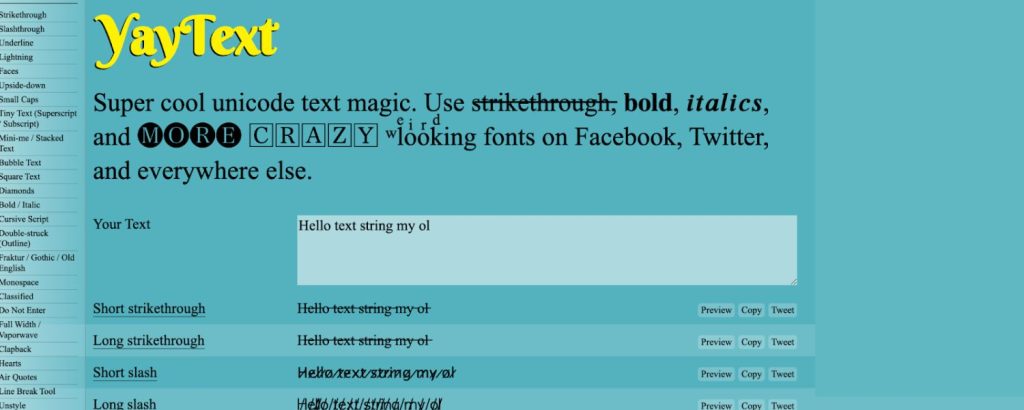 YayText - website với hơn 25 font chữ khác nhau giúp bạn chuyển đổi văn bản dễ dàng 