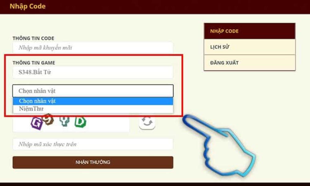Vui lòng chọn máy chủ và nhân vật trước khi bắt đầu