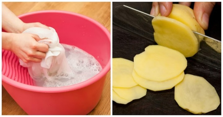 Dùng khoai tây để tẩy mốc quần áo