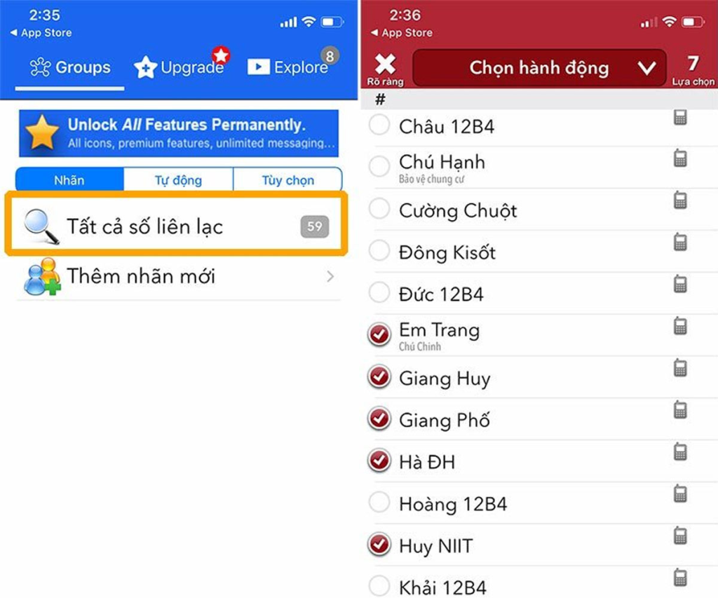 Giao diện hiển thị của ứng dụng