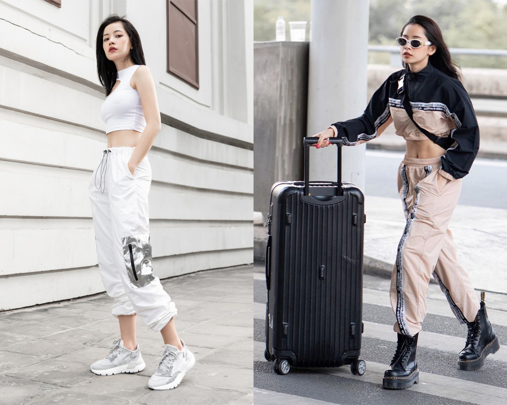 Áo croptop phối với chiếc quần jogger cá tính