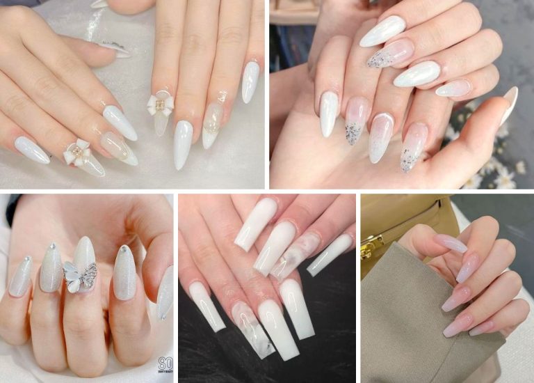 TOP 20 nail màu trắng gạo đẹp, đơn giản, sang trọng 2024
