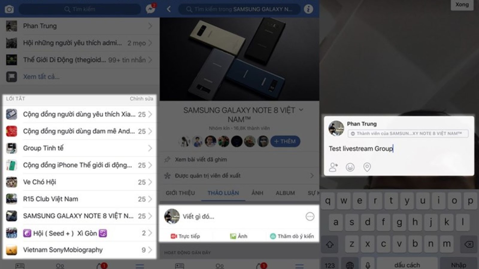Live stream trên group Facebook 