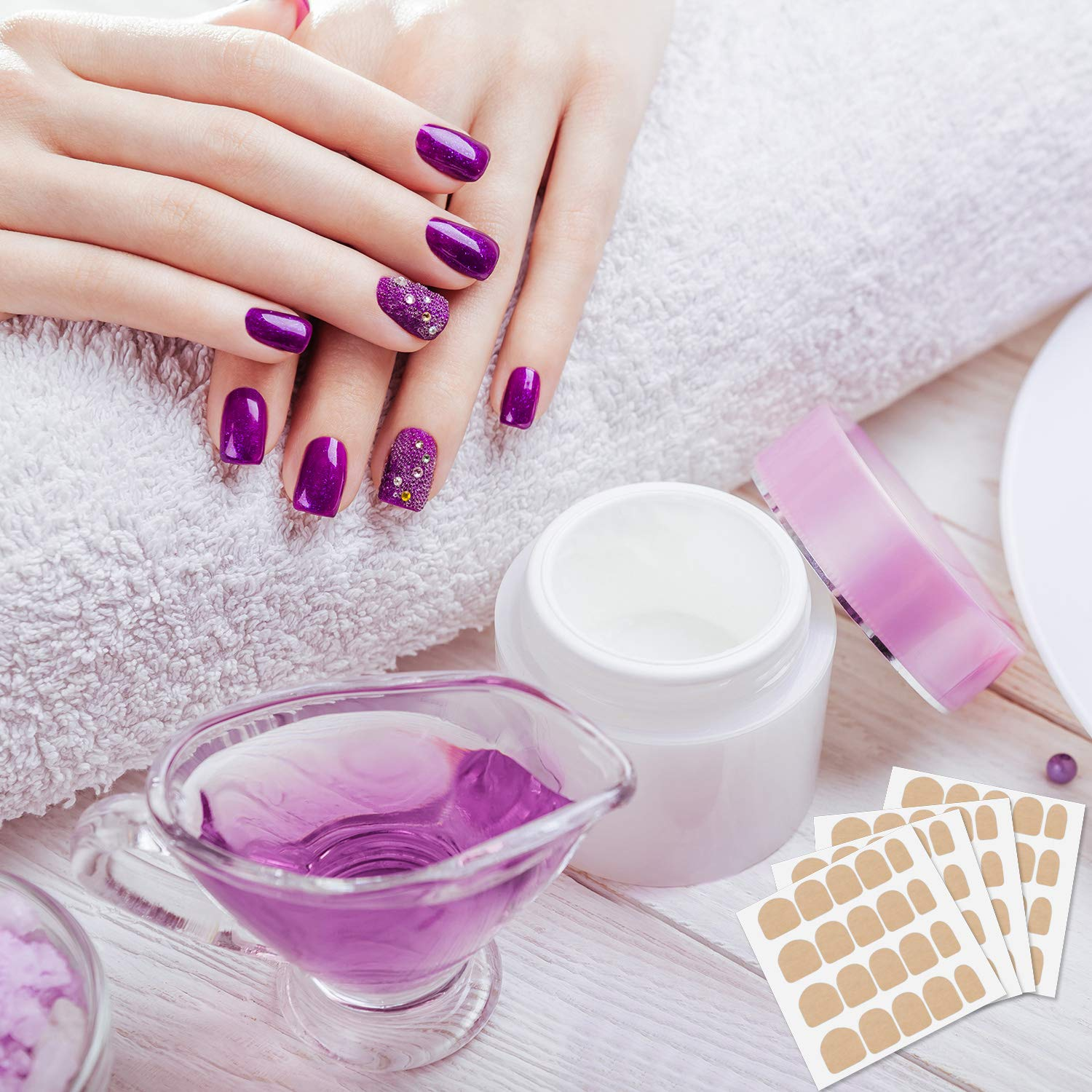 mẫu nail màu tím đính xà cừ