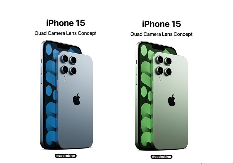 Điện thoại iPhone 15 Series màu xanh dương và xanh matcha 