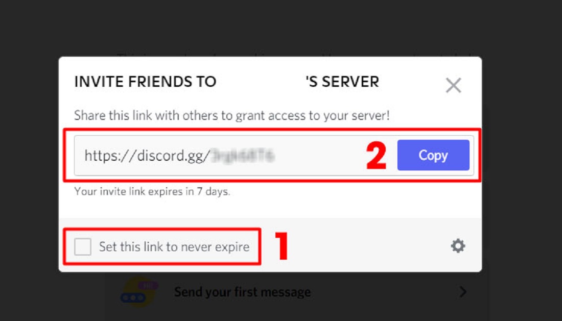 Copy và gửi link server mời bạn bè tham gia Discord