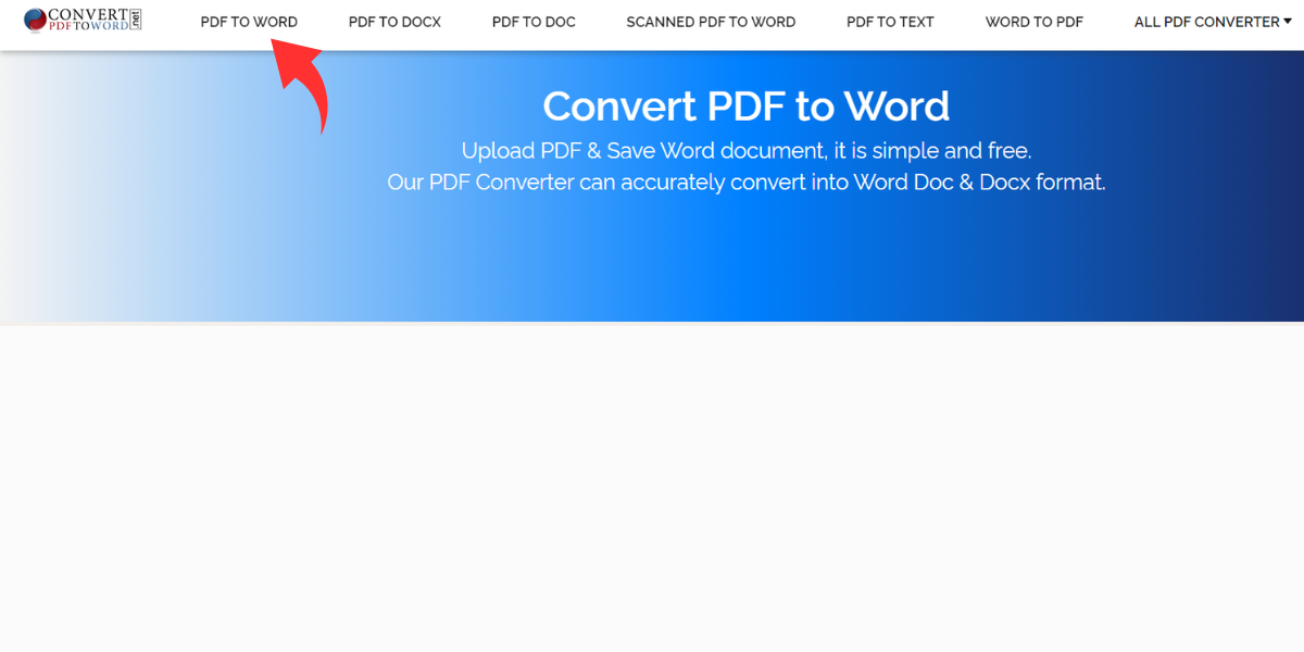 Chọn PDF to WORD trên thanh công cụ