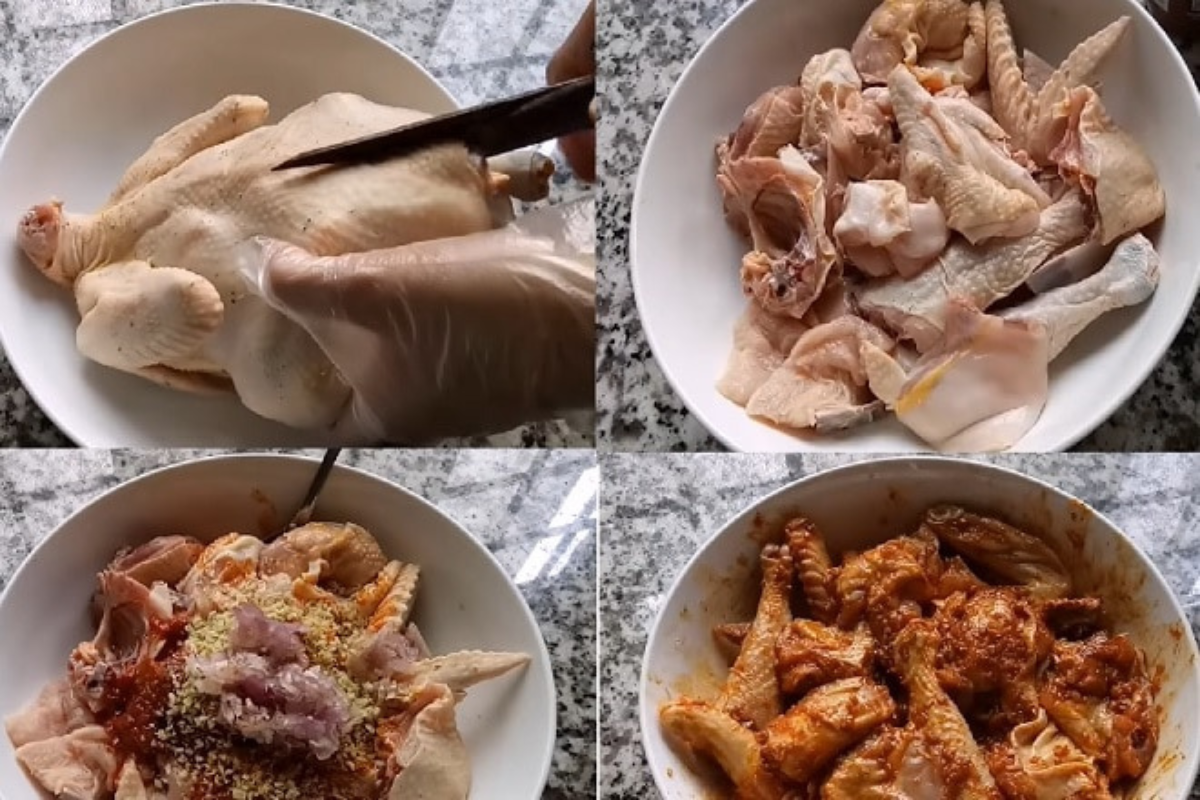 Ướp gà thấm đẫm gia vị và để im trong 10 phút