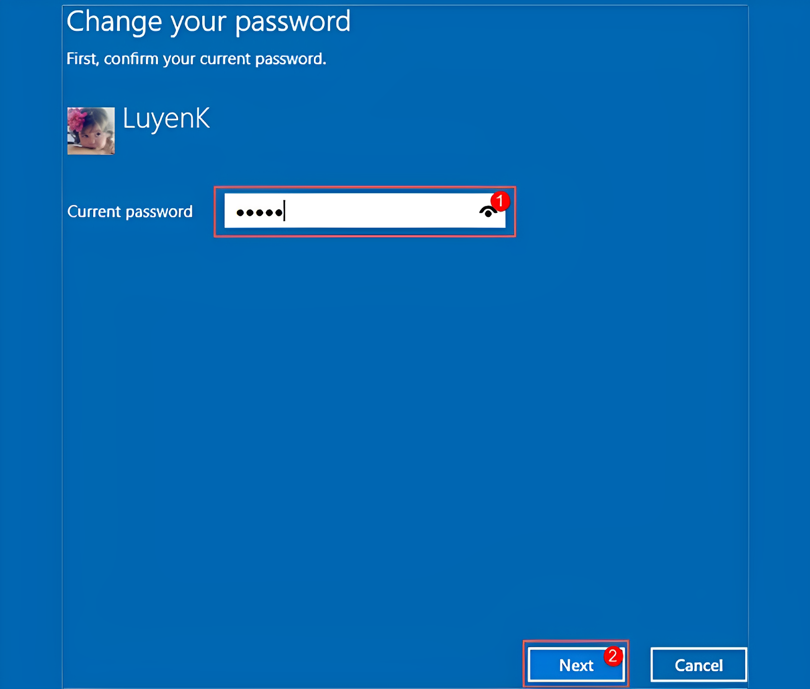 Nhập mật khẩu hiện tại trước khi đổi mật khẩu mới