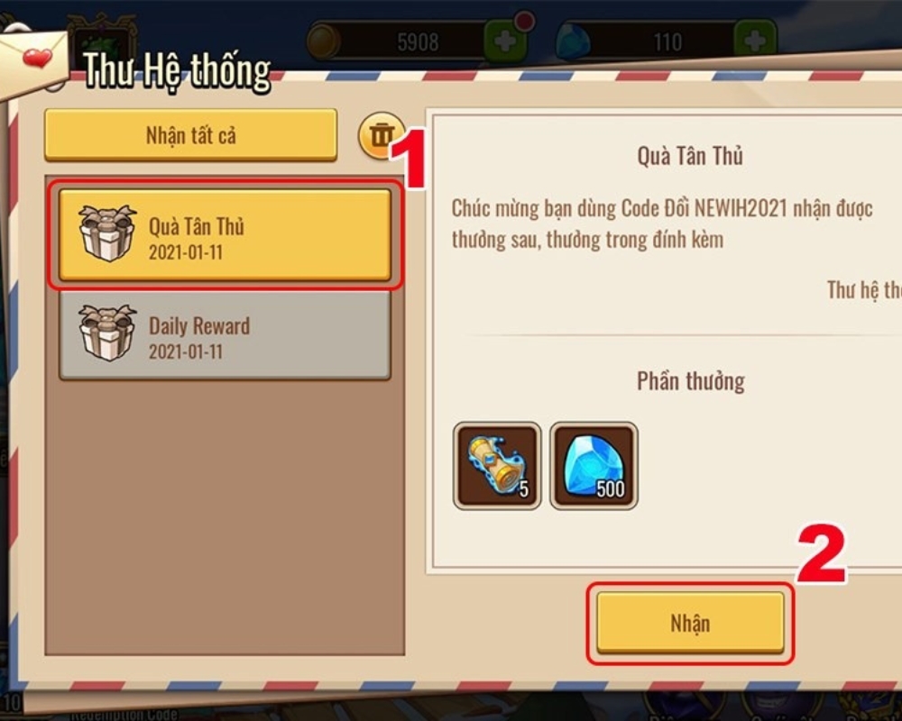 Nhận quà thành công