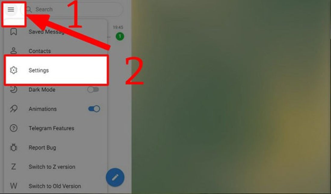 Chọn mục Cài đặt để đổi ngôn ngữ trên Telegram