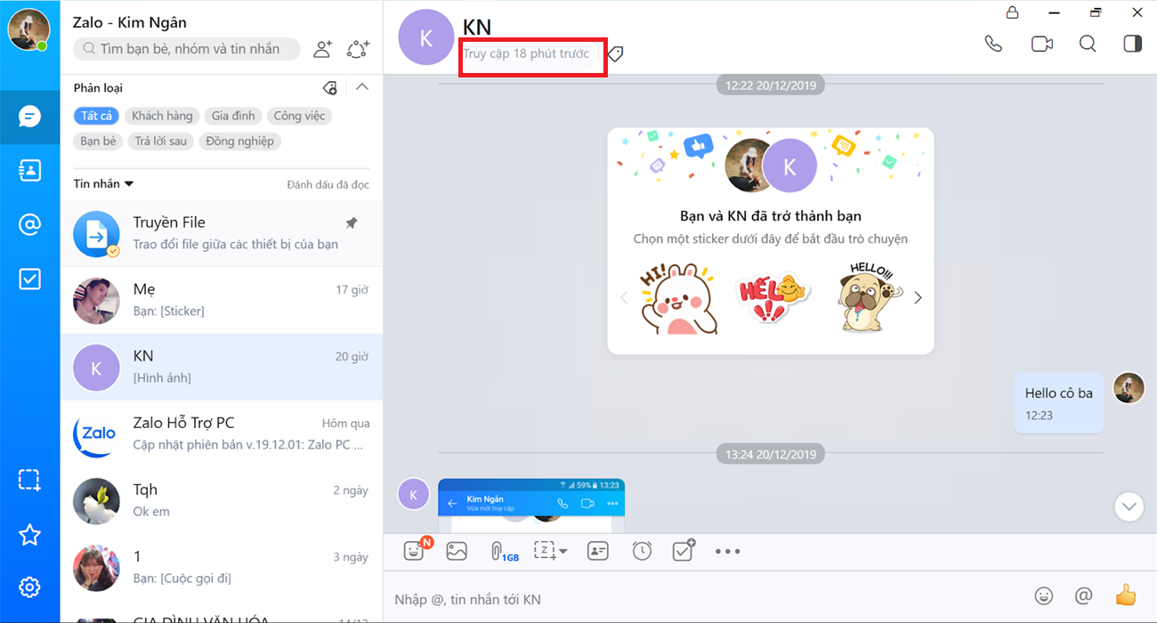 Chuyển trạng thái cũng là cách tắt trạng thái online trên Zalo