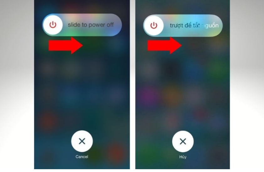 Trượt thanh trắng từ trái sang phải để tắt nguồn iPhone (Nguồn: Internet)