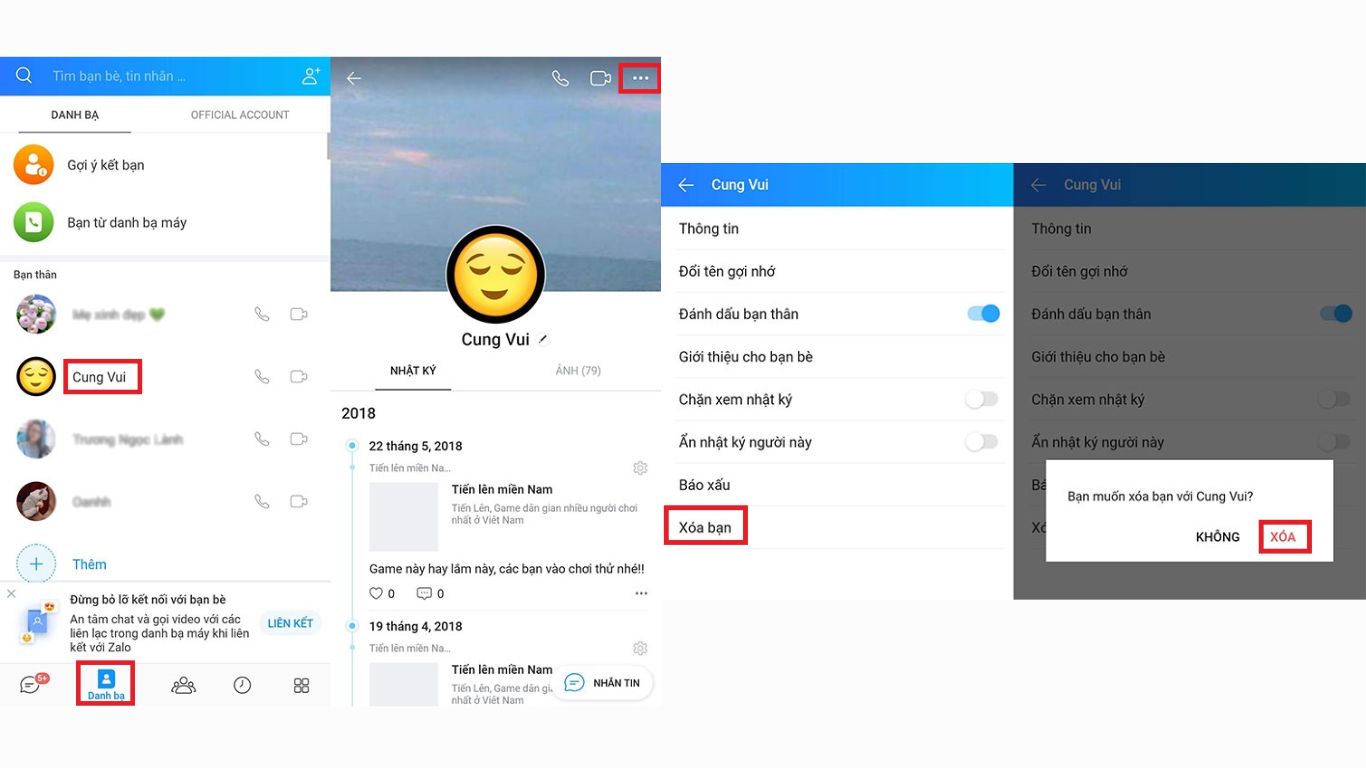Hướng dẫn hủy kết bạn Zalo từ trang cá nhân đối phương với 3 bước