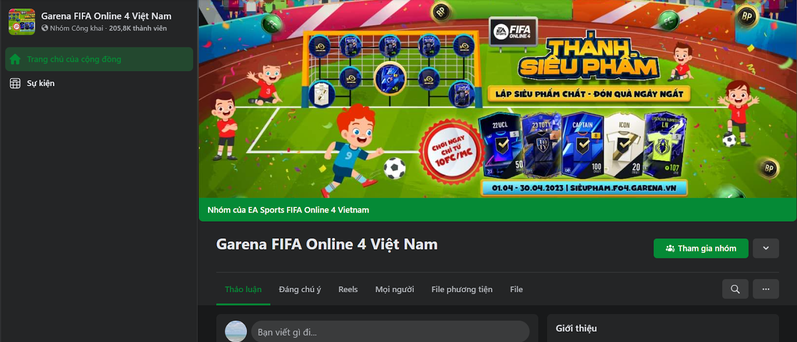 Nhóm facebook của FIFA ONLINE 4 Việt Nam 