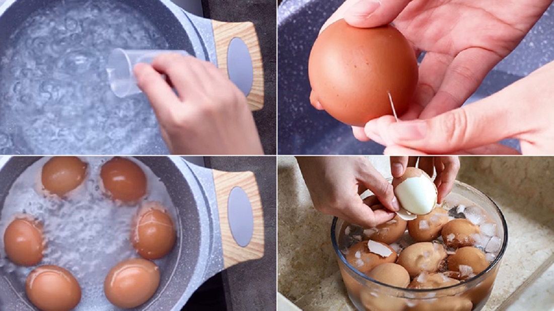 Trứng lòng đào luộc với giấm khử mùi tanh hiệu quả