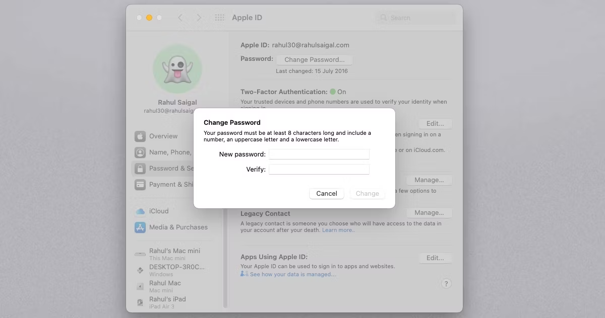 Nhập mật khẩu khẩu iCloud mới trên Macbook 