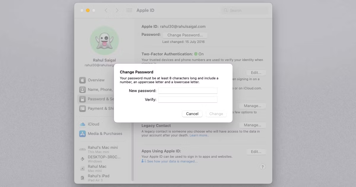 Nhập mật khẩu khẩu iCloud mới trên Macbook