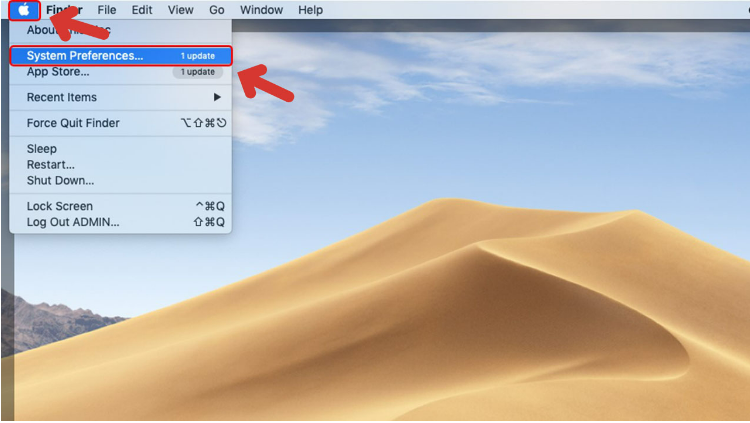Bạn chọn biểu tượng Apple ở góc bên trái rồi bạn chọn System Preferences