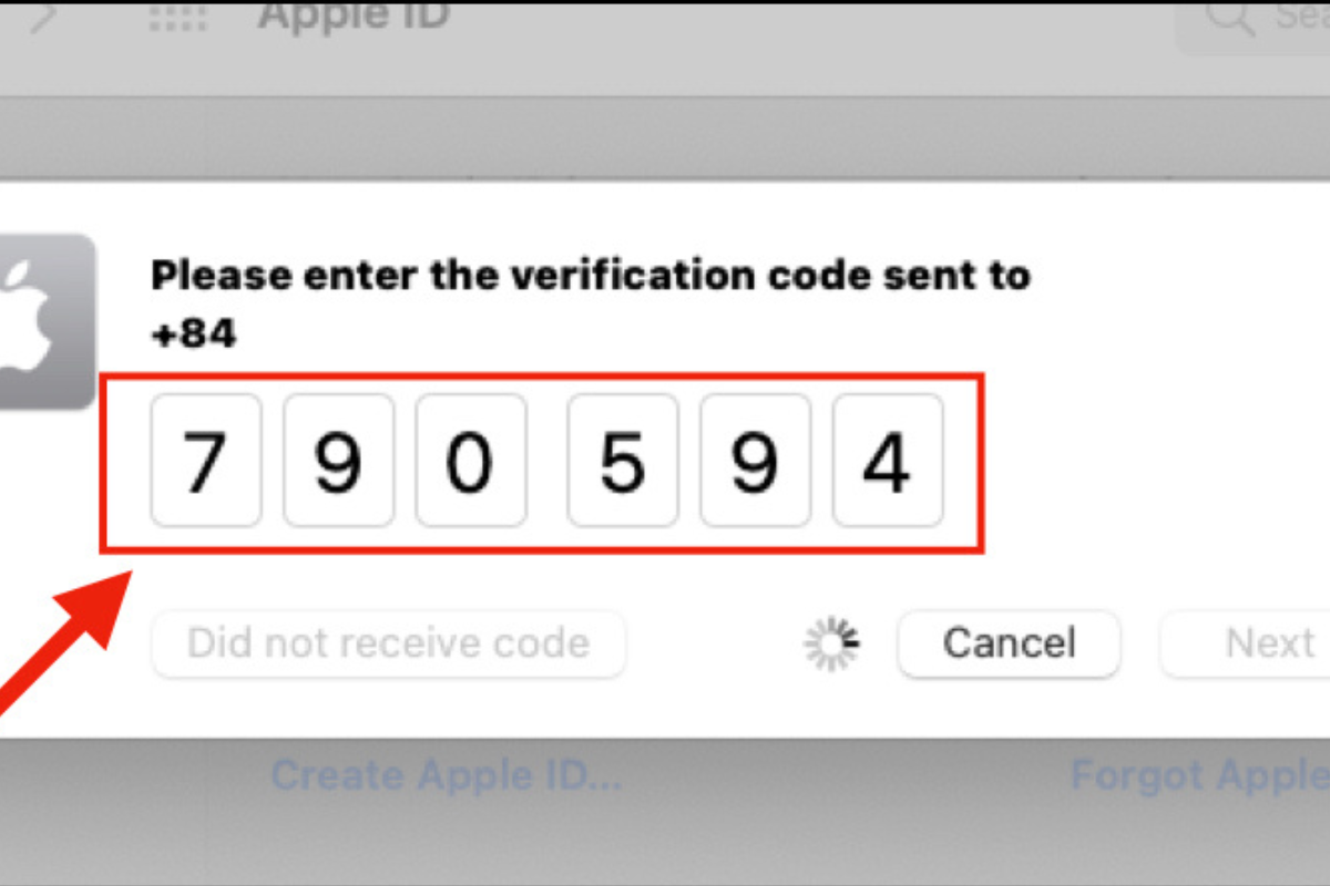 Nhập mã xác minh do hệ thống Apple gửi cho bạn 
