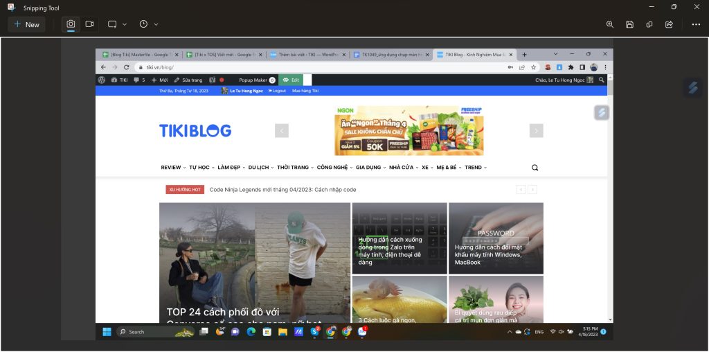 Sau khi chụp màn hình, Snipping Tool còn cung cấp một số công cụ chỉnh sửa ảnh