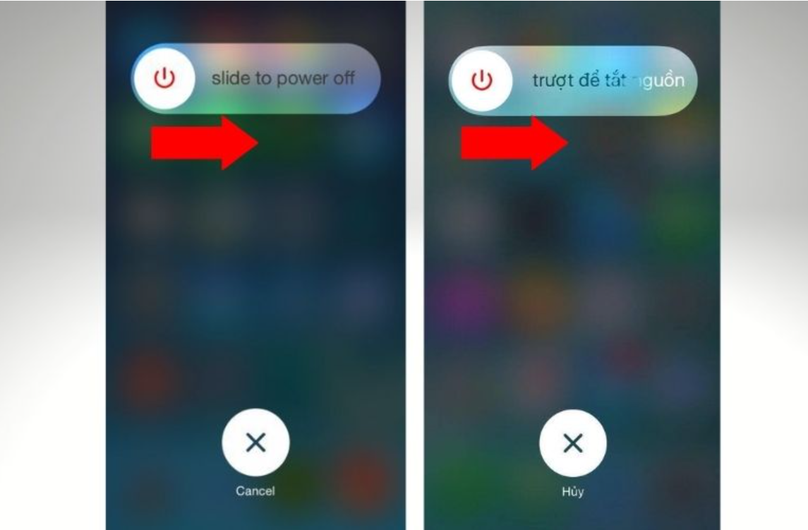 Vuốt thanh trượt từ trái sang phải để tắt nguồn iPhone