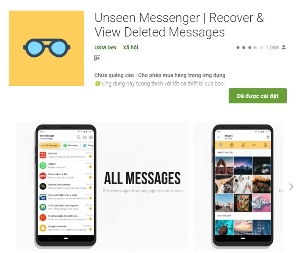 Tải phần mềm Unseen Messenger bên trên CH Play 