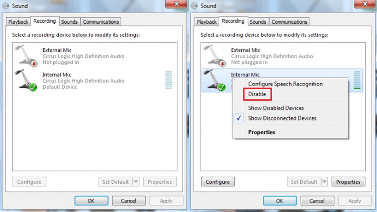 Để tắt chức năng thu âm, bạn chọn vào thiết bị rồi ấn “Disable”
