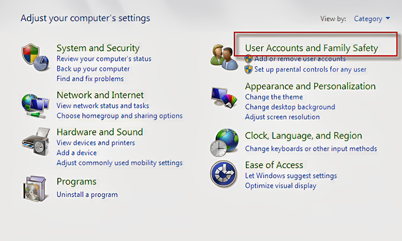 Tại mục User Accounts and Family Safety bạn cũng có thể thêm hoặc xóa các tài khoản Windows khác trong máy 