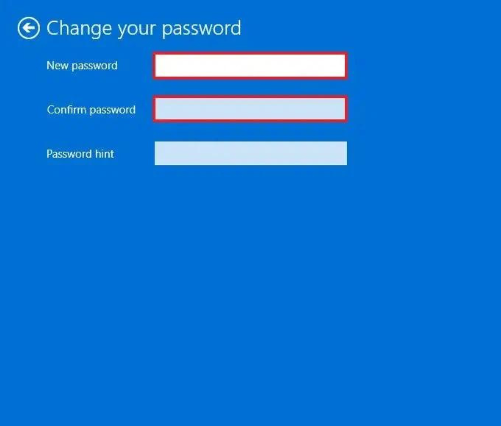 Tiến hành nhập mật khẩu mới để đổi mật khẩu máy tính