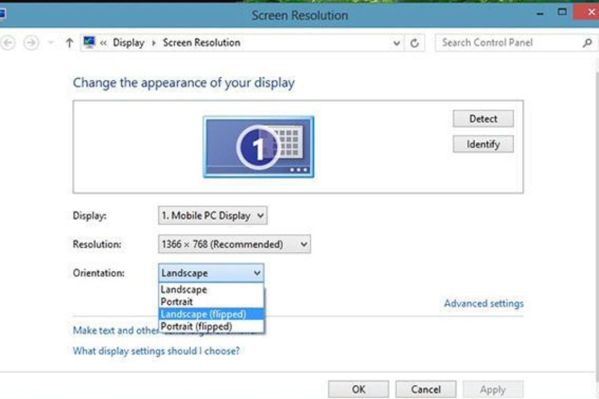 Tại mục Orientation, bạn nhấn chọn kiểu xoay màn hình phù hợp theo ý của bạn