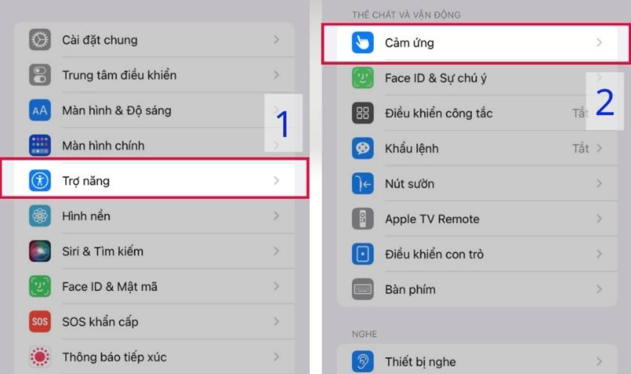 Cách restart iPhone XS Max bằng phím ảo trong mục Cảm ứng