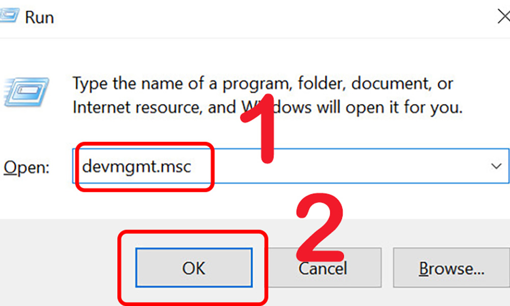 Nhập devmgmt.msc để tìm kiếm