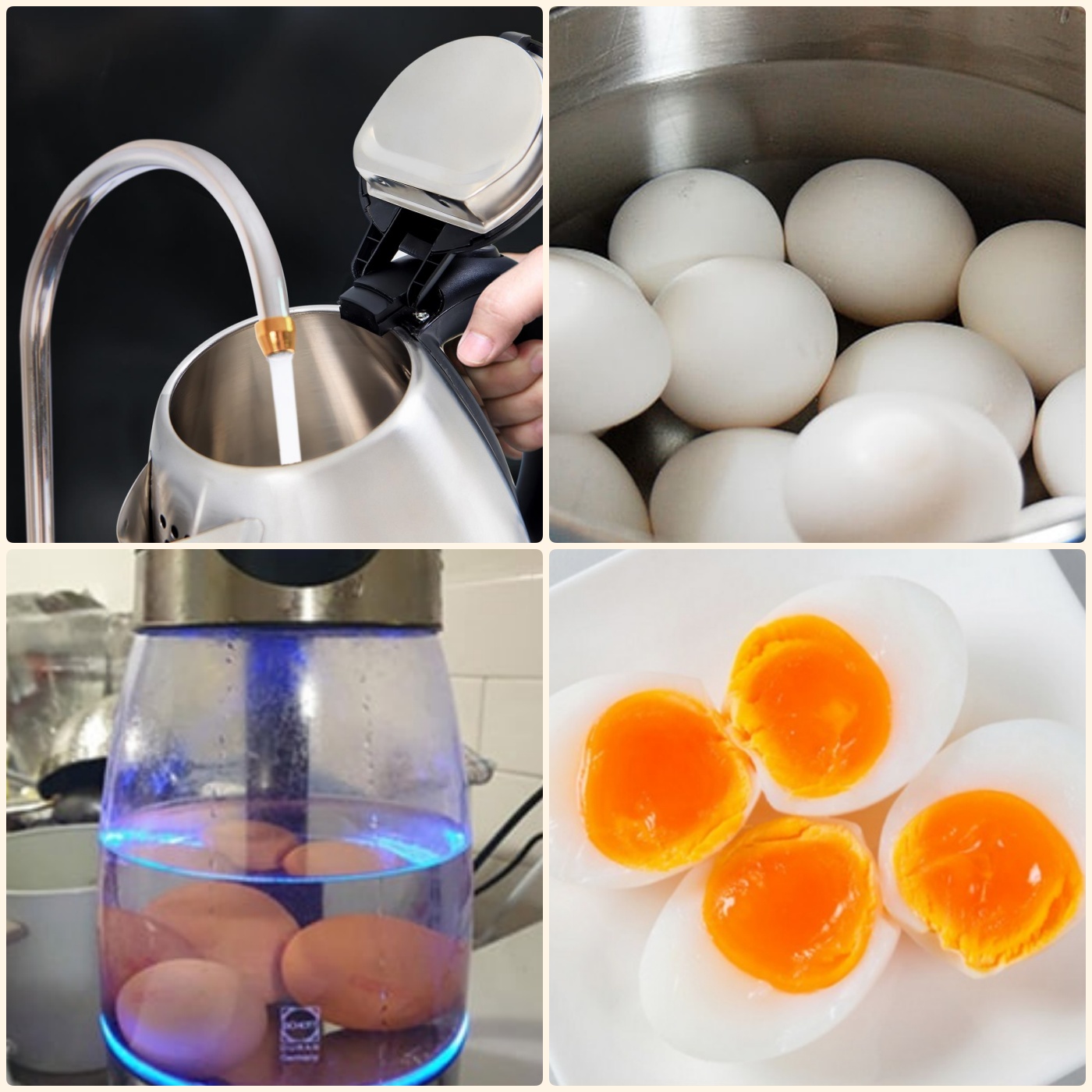 Luộc trứng lòng đào bằng ấm siêu tốc tiện lợi
