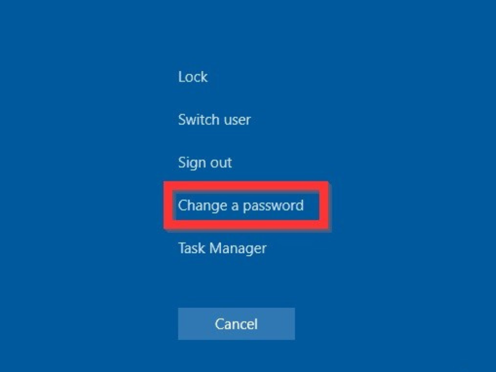 Chọn Change a password tại giao diện mới hiển thị để đổi mật khẩu
