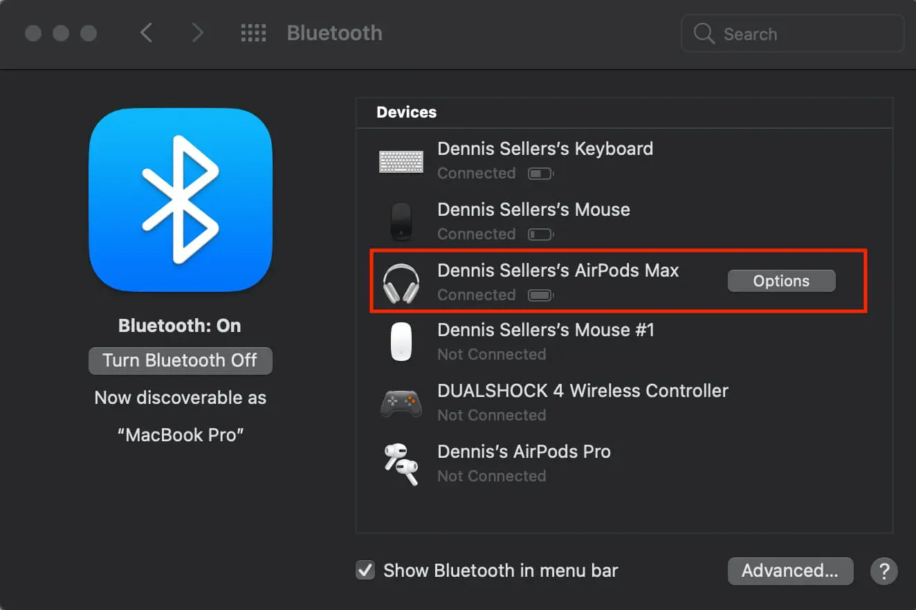 Thay đổi cài đặt cho Airpods bằng Macbook