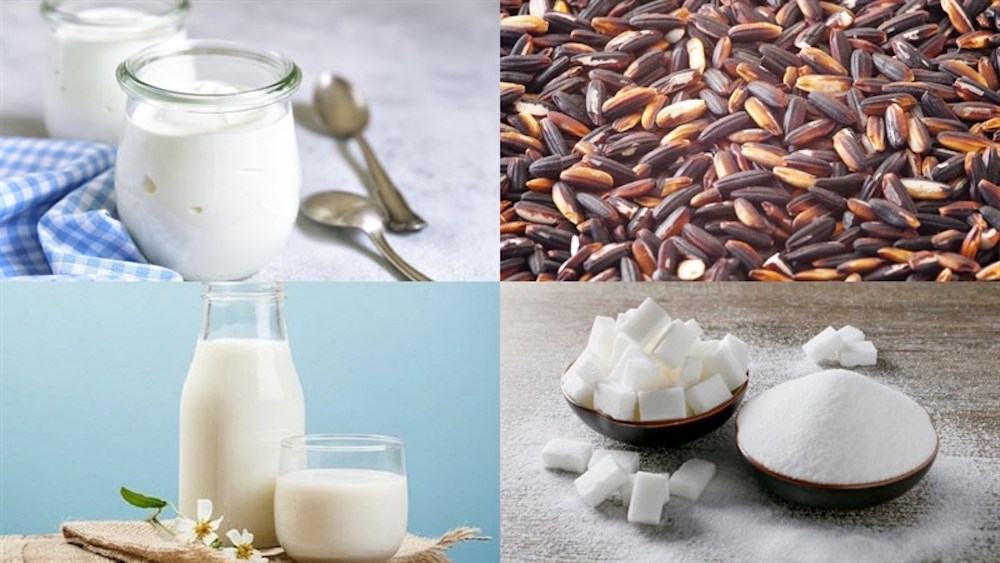 Nguyên liệu làm sữa chua nếp cẩm