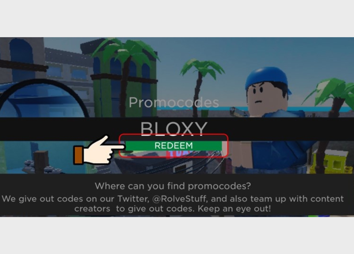 Nhấn vào nút Redeem để hoàn tất việc nhập mã Arsenal Roblox
