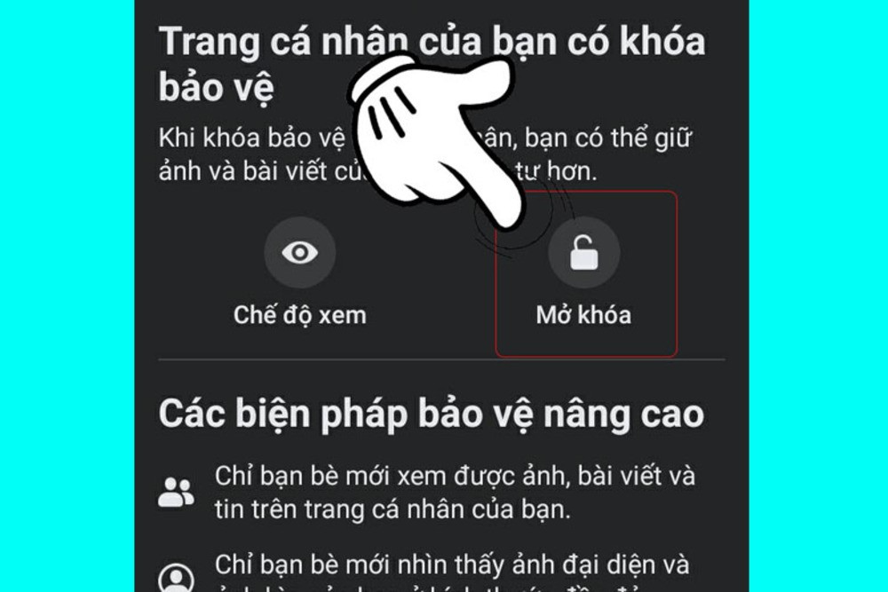 Nhấn chọn Mở khóa ở bước đầu tiên 