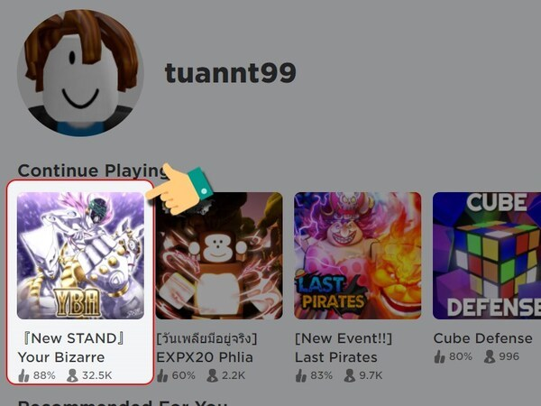 Truy cập vào Your Bizzare Adventure