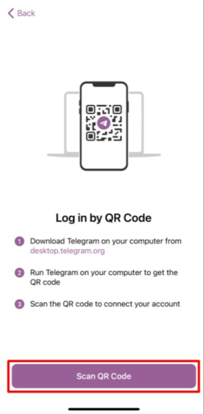 Chọn Scan QR Code sau đó quét mã trên màn hình