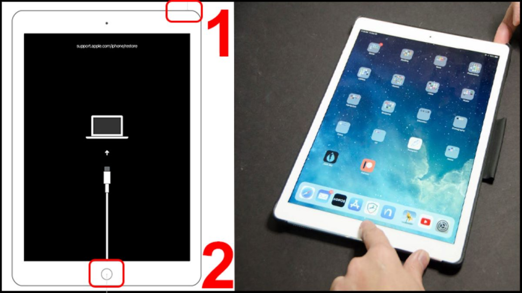 Đặt iPad có nút Home vào Chế độ khôi phục 