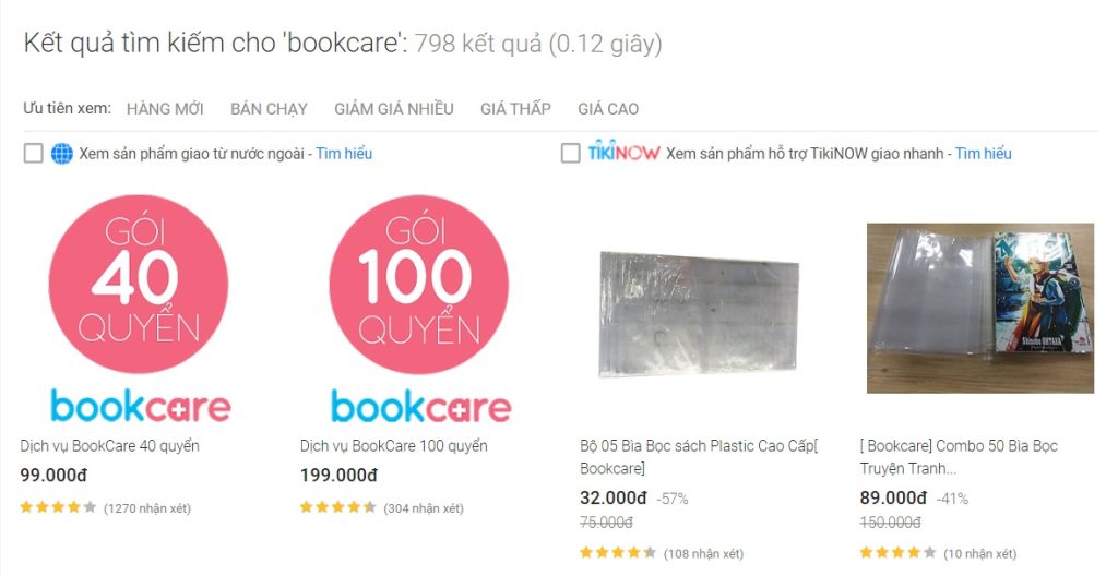 Bookcare là một dịch vụ tiện ích của Tiki