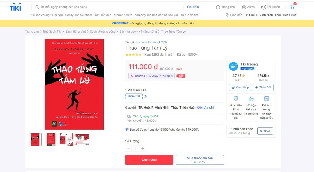 Mua một quyển sách bất kỳ trên Tiki