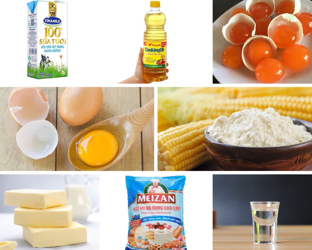 Nguyên liệu cần thiết để làm bông lan trứng muối bằng nồi cơm điện